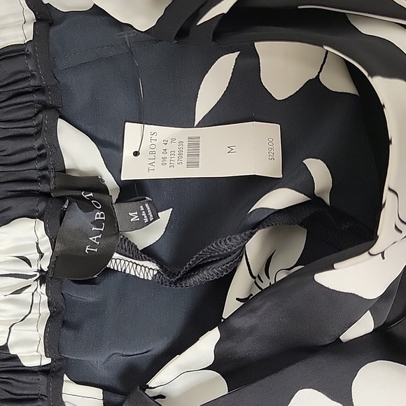 New with tags Talbots polyester black white pants, elastic waist tie sz medium - Picture 9 of 10